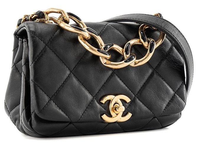 CHANEL - Borsa a tracolla Color Match Chanel in pelle liscia nera Nero - vista 2