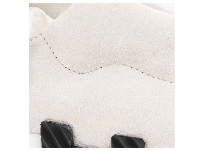 HERMÈS - Sneakers H Hermès in tela e camoscio color ecru e bianco (T35) - vista 4