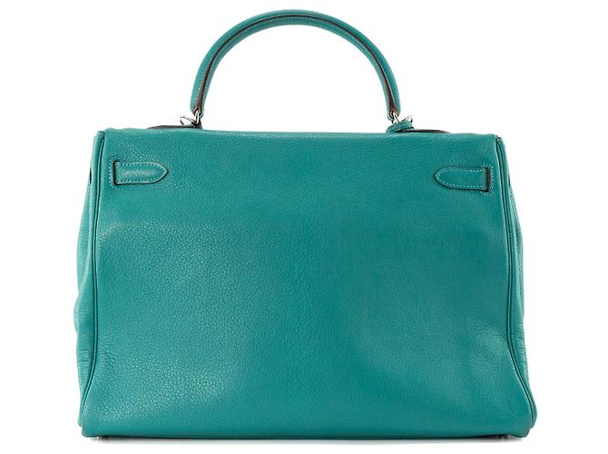 HERMÈS - Kelly 35 Handtasche aus Mysore Ziegenleder Pfauenblau - Ansicht 3