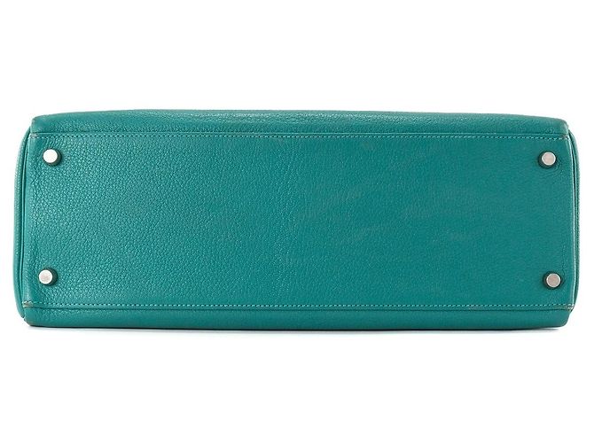 HERMÈS - Kelly 35 Handtasche aus Mysore Ziegenleder Pfauenblau - Ansicht 4