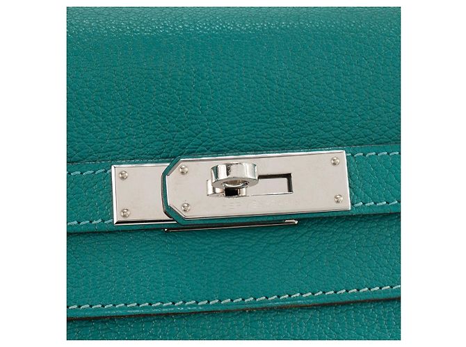 HERMÈS - Kelly 35 Handtasche aus Mysore Ziegenleder Pfauenblau - Ansicht 5