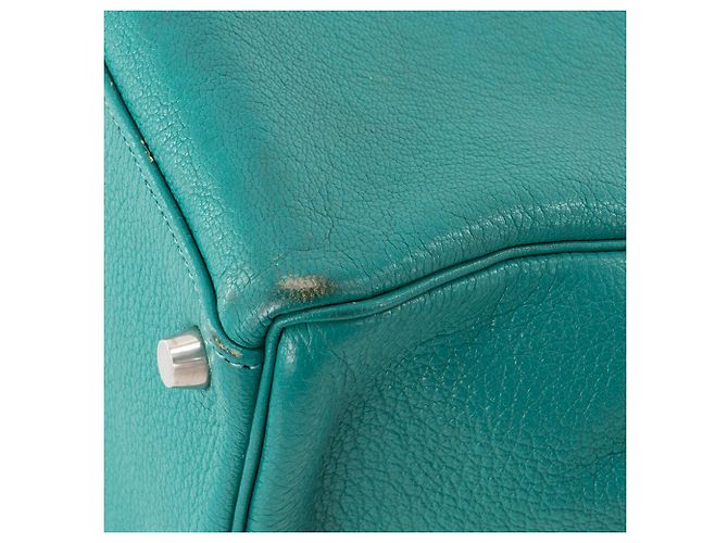 HERMÈS - Kelly 35 Handtasche aus Mysore Ziegenleder Pfauenblau - Ansicht 7