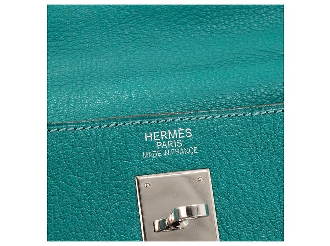 HERMÈS - Kelly 35 Handtasche aus Mysore Ziegenleder Pfauenblau - Ansicht 8