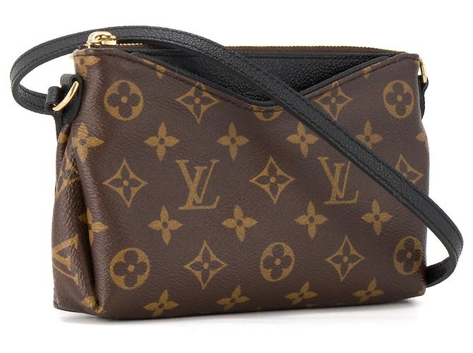 LOUIS VUITTON - Borsa a tracolla Pallas Louis Vuitton in tela monogrammata e pelle nera Marrone - vista 2