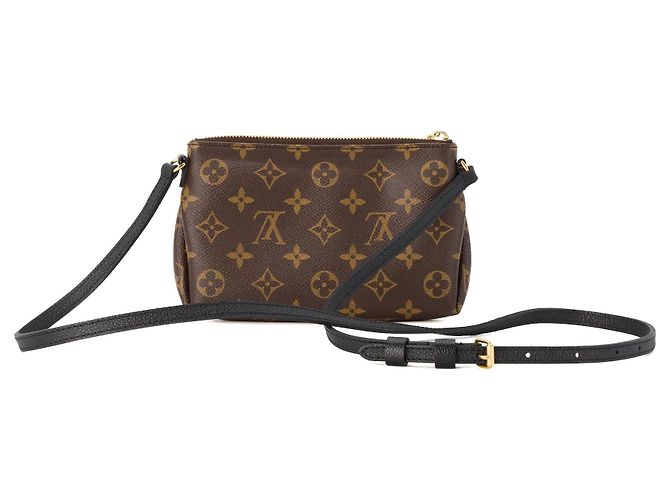LOUIS VUITTON - Borsa a tracolla Pallas Louis Vuitton in tela monogrammata e pelle nera Marrone - vista 3