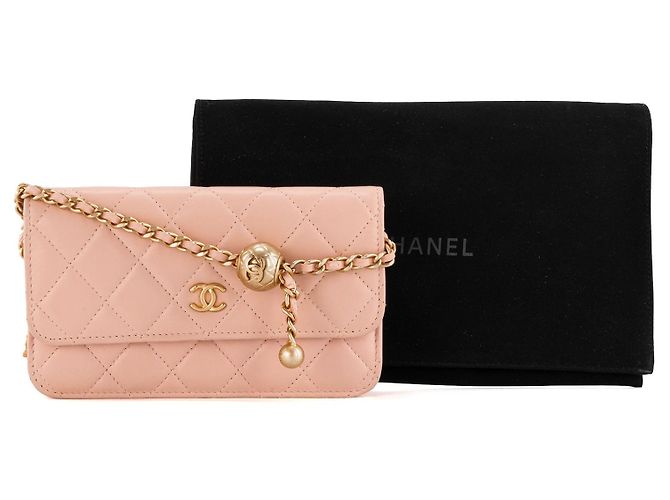CHANEL - Borsa a tracolla Wallet On Chain Chanel in pelle liscia rosa - vista 10