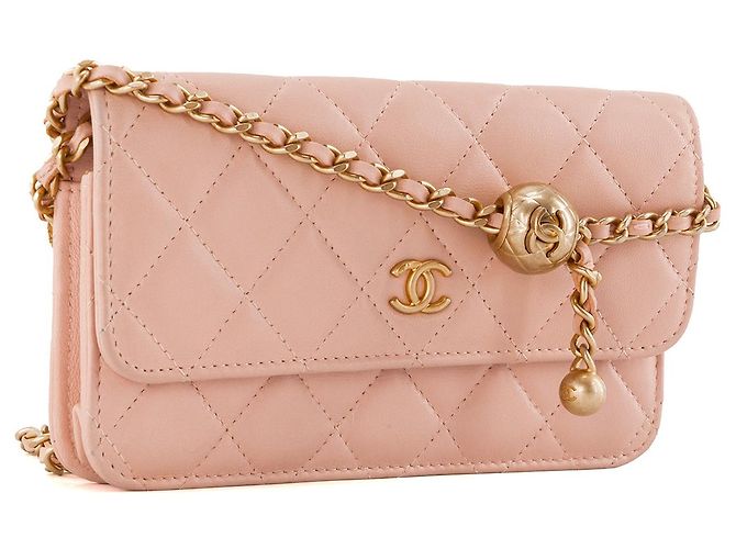 CHANEL - Borsa a tracolla Wallet On Chain Chanel in pelle liscia rosa - vista 2