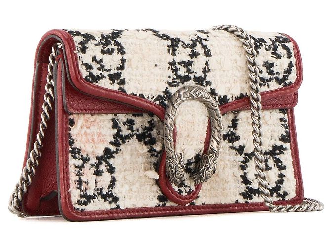 GUCCI - Bolso bandolera Mini Dionysus Gucci en tweed blanco y cuero rojo Roja - vista 2