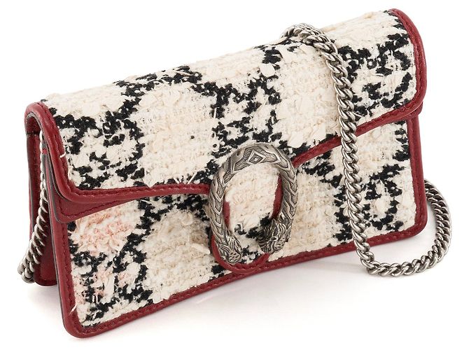 GUCCI - Bolso bandolera Mini Dionysus Gucci en tweed blanco y cuero rojo Roja - vista 5