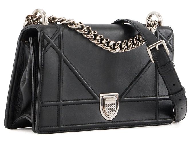 DIOR - Borsa a Spalla Diorama in Pelle Liscia Nera Nero - vista 2