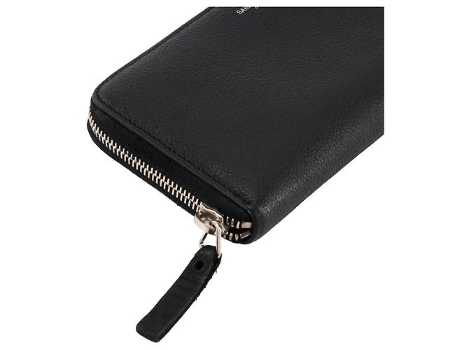 SAINT LAURENT - Portafoglio con zip Saint Laurent in pelle granulata nera Nero - vista 5