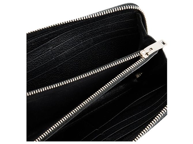 SAINT LAURENT - Portafoglio con zip Saint Laurent in pelle granulata nera Nero - vista 6