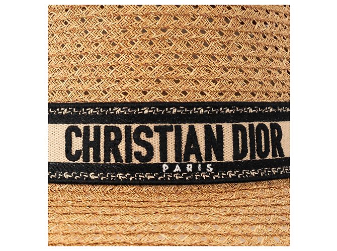 DIOR - D-Bobby Hut mit breiter Krempe aus schwarzem und beigem Stroh und Canvas (Größe 58) Braun - Ansicht 4