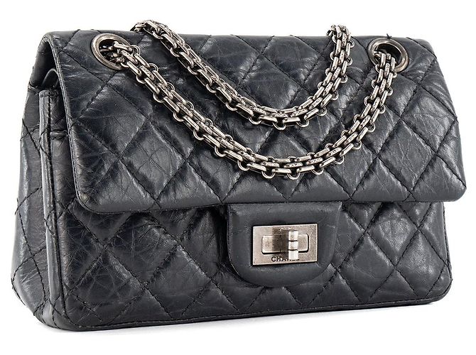 CHANEL - Borsa a Spalla 2.55 Mini Chanel in Pelle Pieghettata Blu Mezzanotte Blu navy - vista 2
