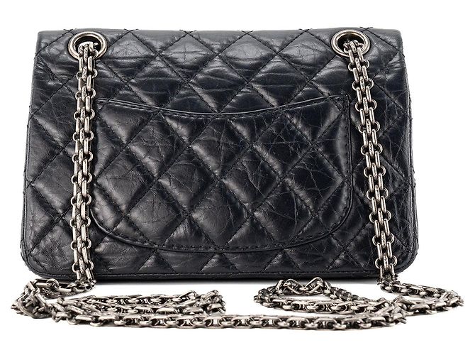 CHANEL - Borsa a Spalla 2.55 Mini Chanel in Pelle Pieghettata Blu Mezzanotte Blu navy - vista 3