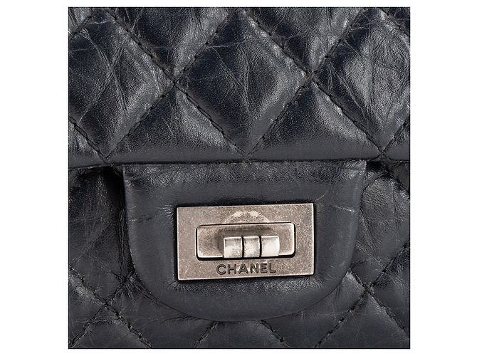 CHANEL - Borsa a Spalla 2.55 Mini Chanel in Pelle Pieghettata Blu Mezzanotte Blu navy - vista 5