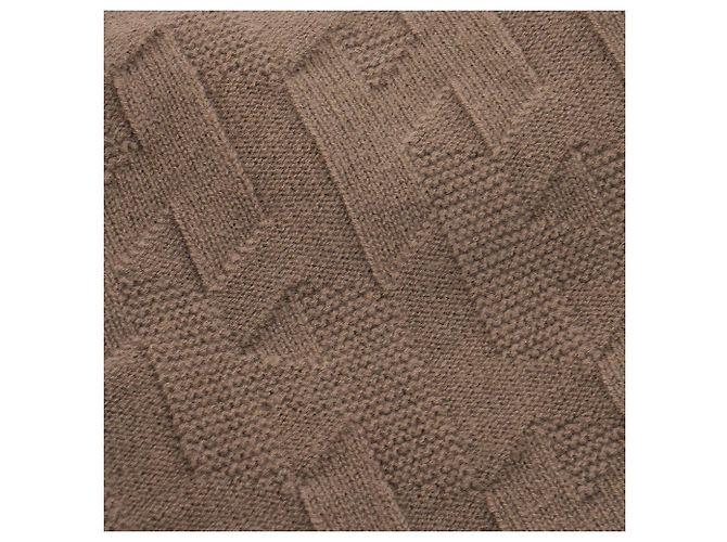 HERMÈS - Langarm-Pullover mit H-Muster aus taupe Wolle (T34) Braun - Ansicht 2