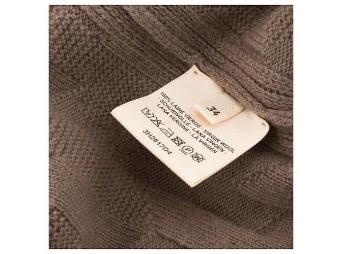 HERMÈS - Langarm-Pullover mit H-Muster aus taupe Wolle (T34) Braun - Ansicht 4