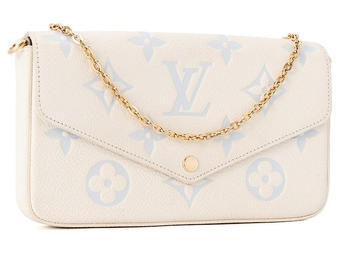 LOUIS VUITTON - Pochette Félicie Louis Vuitton in pelle goffrata bianca e azzurra Bianco - vista 2
