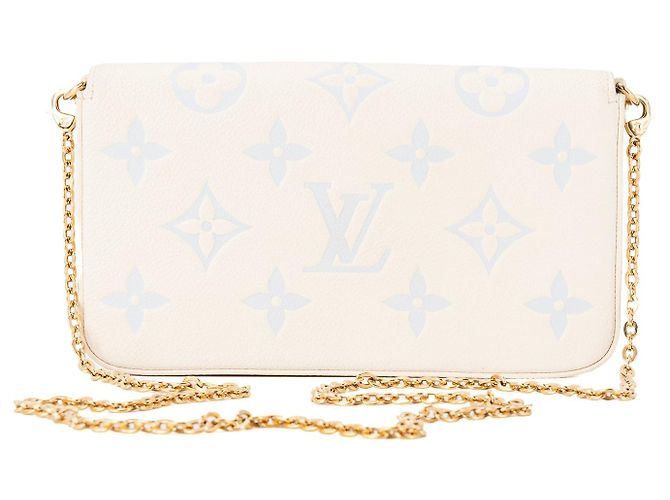 LOUIS VUITTON - Pochette Félicie Louis Vuitton in pelle goffrata bianca e azzurra Bianco - vista 3