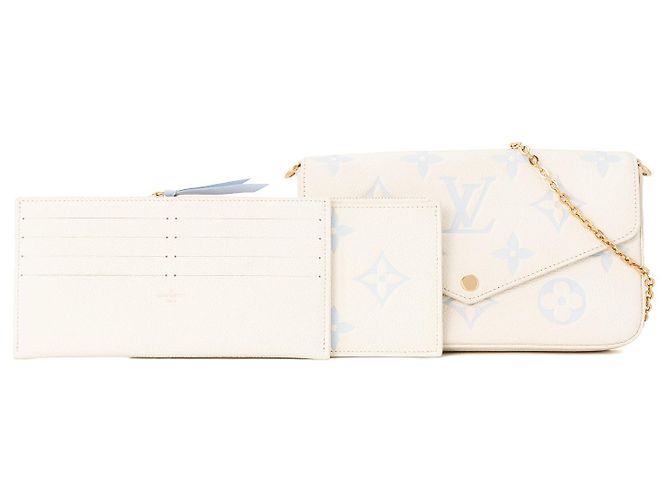 LOUIS VUITTON - Pochette Félicie Louis Vuitton in pelle goffrata bianca e azzurra Bianco - vista 5