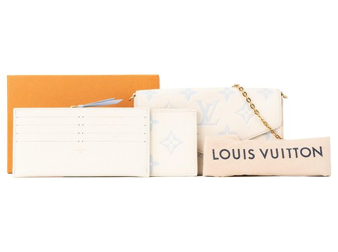 LOUIS VUITTON - Pochette Félicie Louis Vuitton in pelle goffrata bianca e azzurra Bianco - vista 8