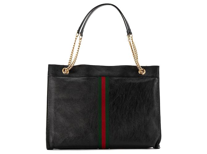 GUCCI - Borsa tote Rajah Gucci in pelle stropicciata nera - vista 4