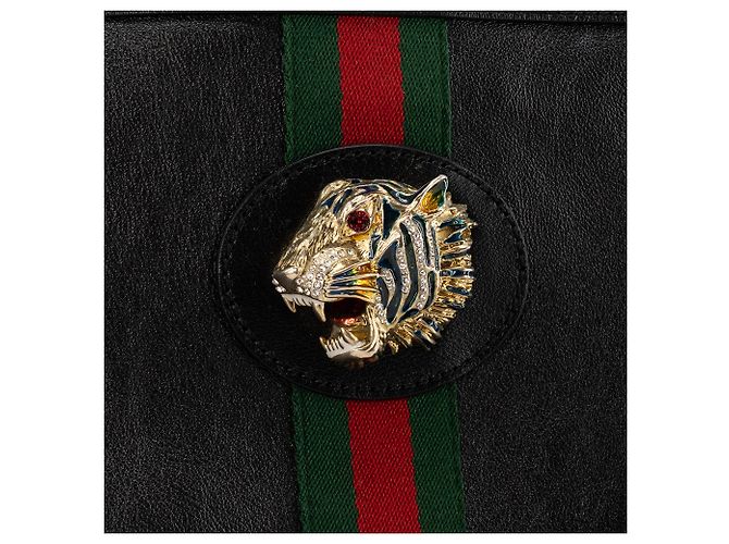 GUCCI - Borsa tote Rajah Gucci in pelle stropicciata nera - vista 6