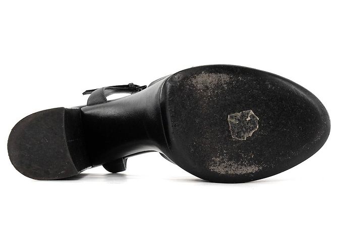 SAINT LAURENT - Sandali con piattaforma Bianca Saint Laurent in pelle nera liscia (T39) Nero - vista 3