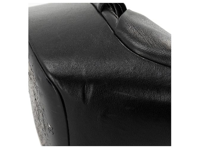 SAINT LAURENT - Sandali con piattaforma Bianca Saint Laurent in pelle nera liscia (T39) Nero - vista 5