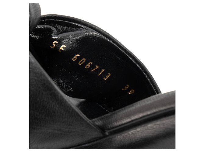 SAINT LAURENT - Sandali con piattaforma Bianca Saint Laurent in pelle nera liscia (T39) Nero - vista 6