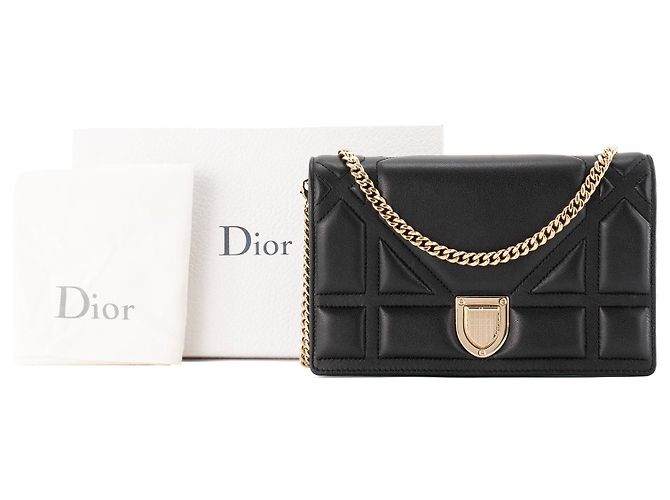 DIOR - Borsa a Spalla Diorama in Pelle Nera Liscia Nero - vista 9