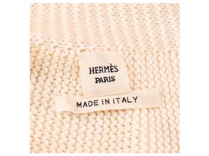 HERMÈS - Suéter Hermès de punto circular de algodón marfil (T34) Blanco - vista 3