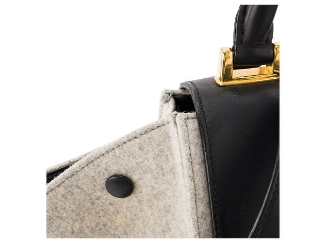 Céline CELINE - Trapeze MM Schultertasche Celine aus grauem Filz und schwarzem Leder - Ansicht 6