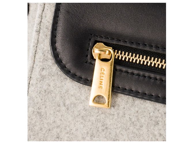 Céline CELINE - Trapeze MM Schultertasche Celine aus grauem Filz und schwarzem Leder - Ansicht 8