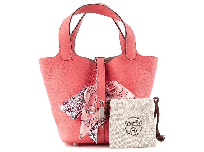 HERMÈS - Borsa a Mano Picotin 18 Hermès in Pelle Clémence Rosa Azalea - vista 7