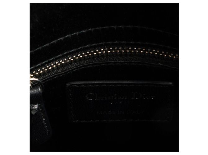 DIOR - Borsa a Spalla Lady Dior Mini in Satin Nero con Strass - vista 7