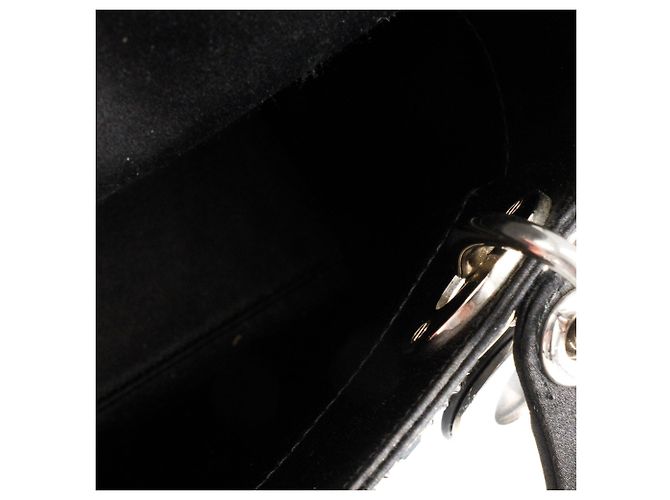 DIOR - Borsa a Spalla Lady Dior Mini in Satin Nero con Strass - vista 8