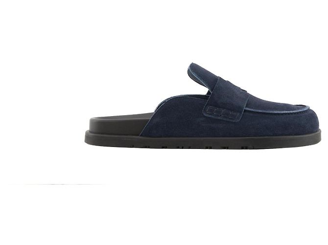 HERMÈS - Mules Go Hermès in suede blu navy (T41) - vista 2