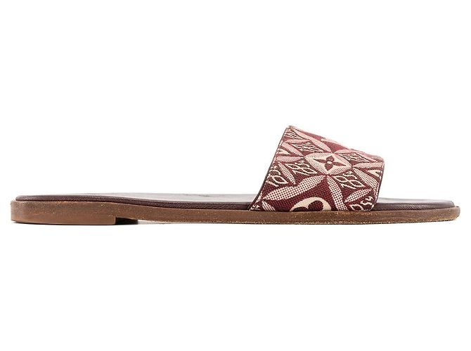 LOUIS VUITTON - Sandali piatti Louis Vuitton in tela bordeaux (T37,5) - vista 2