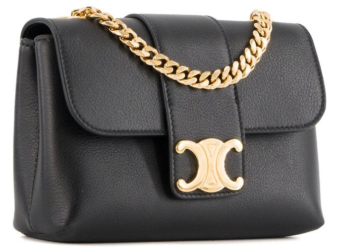 Céline CELINE - Mini Borsa a Spalla Victoire in Pelle Grana Nera Nero - vista 2