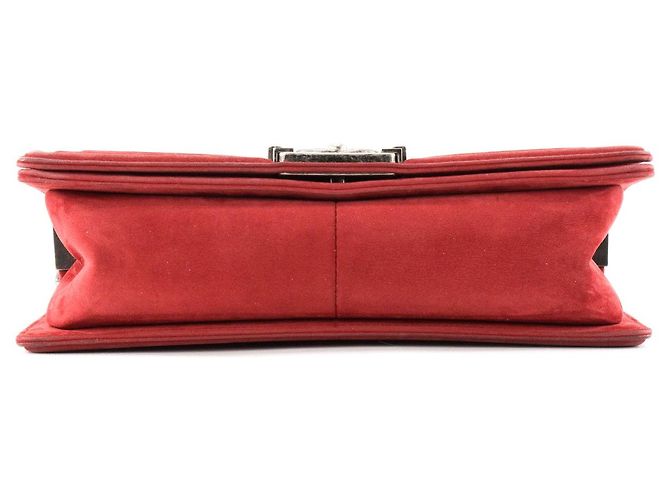 CHANEL - Borsa a Spalla Boy Medium in Camoscio Rosso Bordò - vista 4