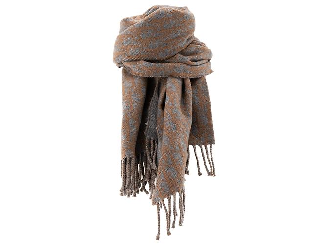 DIOR - Sciarpa Double Face Oblique Dior in Lana e Cashmere Marrone e Grigio - vista 2