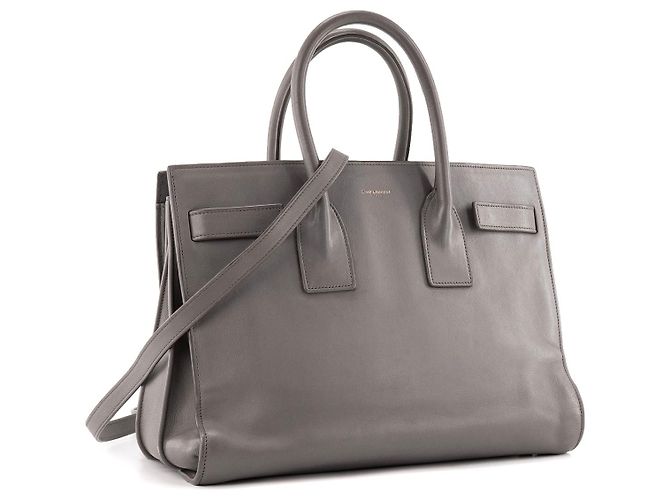 SAINT LAURENT - Sac de Jour Small Saint Laurent in pelle grigia Grigio - vista 2