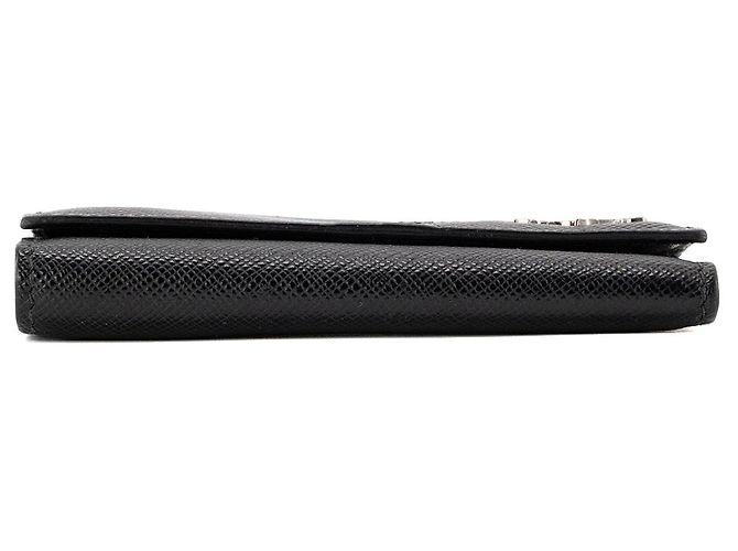 PRADA - Black grained leather key pouch Navy blue - view 4