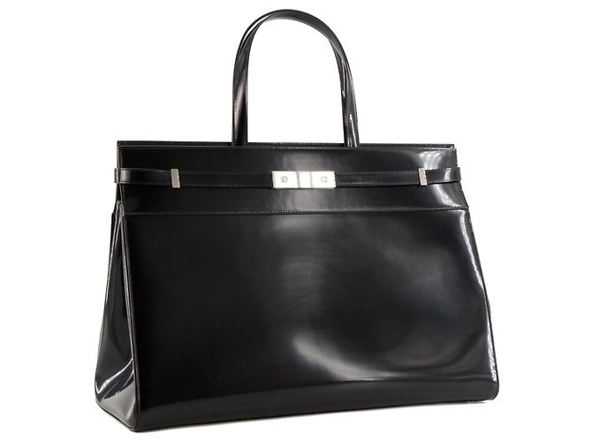 SAINT LAURENT - Borsa Cabas Manhattan GM Saint Laurent in pelle lucida nera Nero - vista 2