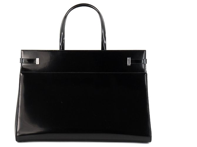 SAINT LAURENT - Borsa Cabas Manhattan GM Saint Laurent in pelle lucida nera Nero - vista 3