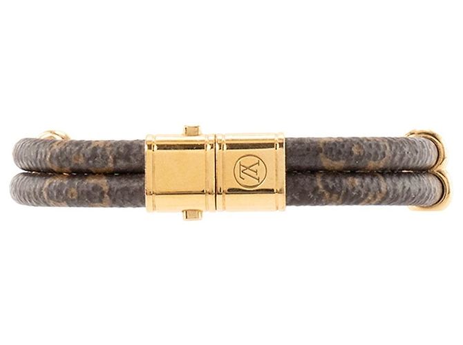 LOUIS VUITTON - Bracciale Keep It Twice Louis Vuitton in metallo e tela monogrammata marrone (T17) - vista 2