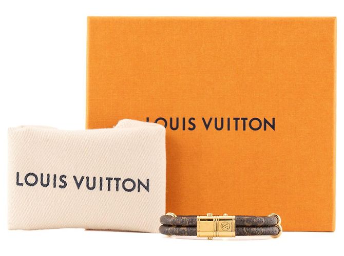 LOUIS VUITTON - Bracciale Keep It Twice Louis Vuitton in metallo e tela monogrammata marrone (T17) - vista 4
