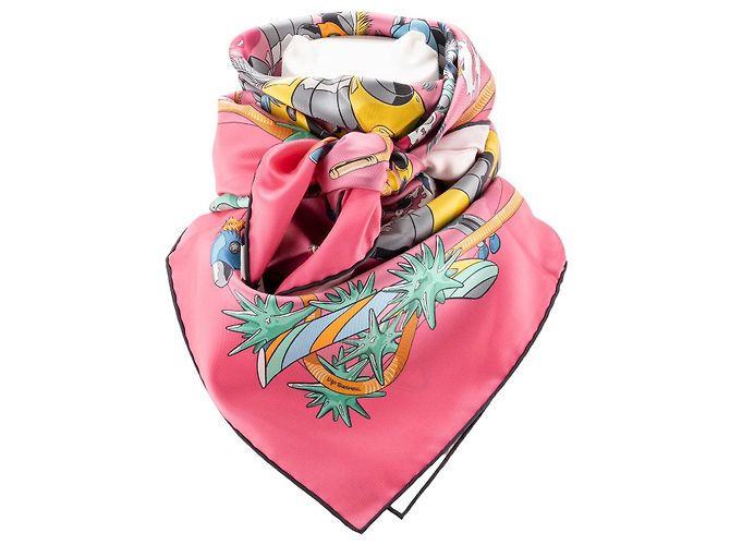 HERMÈS - Sciarpa 90 cm Doppia Faccia Les Mustangs Hermès in Seta Multicolore - vista 2